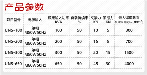 不锈钢闪光对焊机产品参数